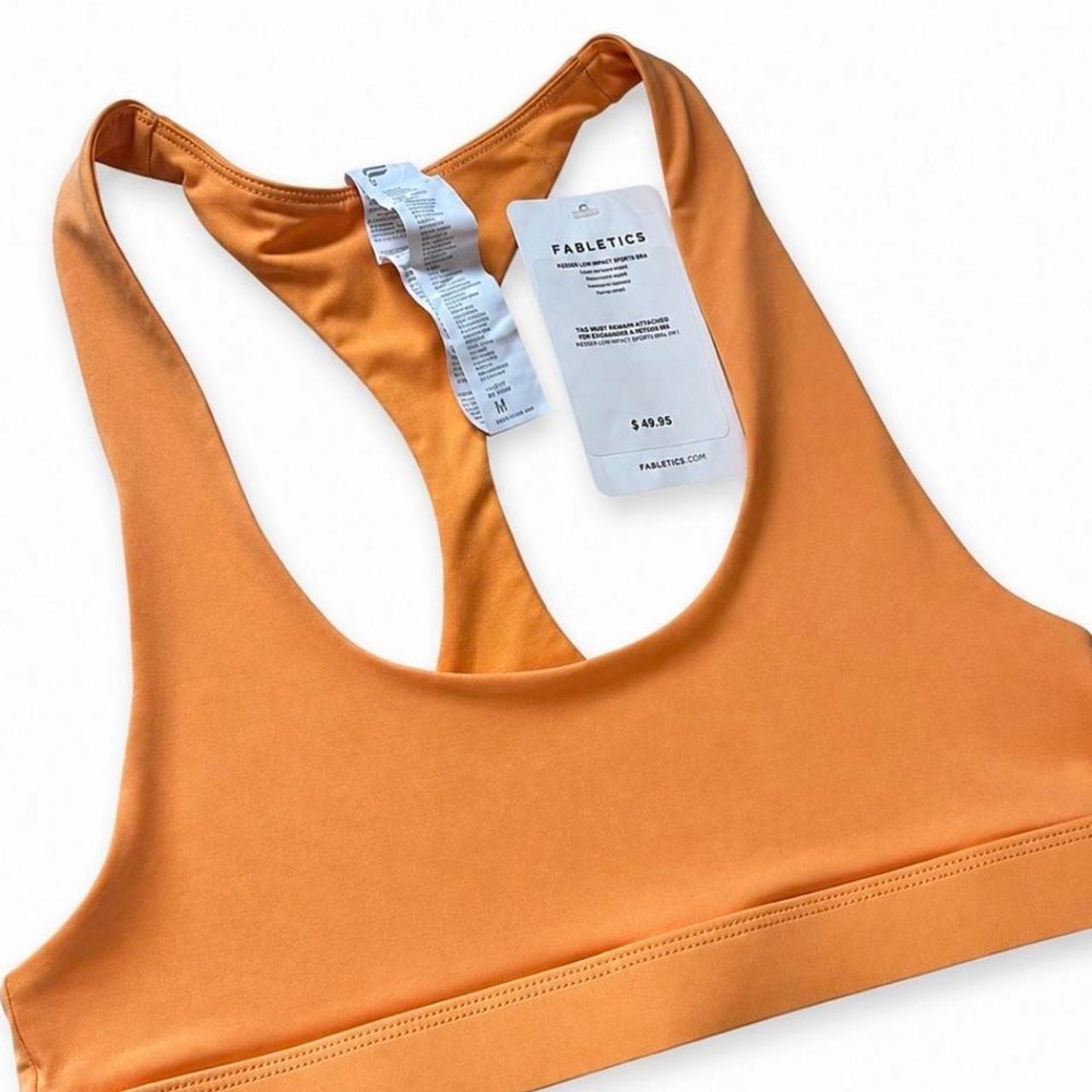 Fabletics Kessler Low Impact Sports Bra Orange Caramel – Size M NWT